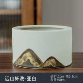 Large Size Wash Stoneware Zen Household Black And White Tea Cup Washing Utensils (Option: Asian White Small)