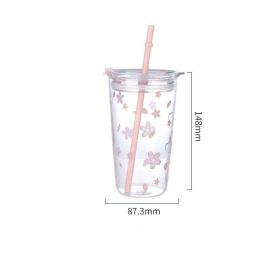 Straw Large Capacity Glass Cup (Option: Transparent Single Layer-400ml)