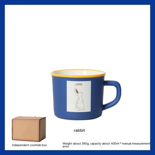 Animal Klein Blue Ceramic Mug Large Capacity Creative Small High-looking Drinking Cup Breakfast Coffee Cup