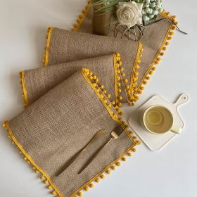 Table Decoration Jute Table Flag (Color: Yellow)