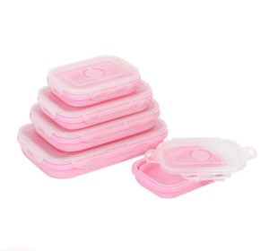 Reusable Pizza Storage Container with  Microwavable Serving Trays - Adjustable Pizza Slice Container to Organize & Save Space - BPA Free, Microwave (Color: PINK, size: 800ML)