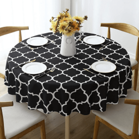 Tablecloth For Round Tables Waterproof Satin Resistant Washable Dining Table Protector (Color: BLACK, size: 120*120cm)